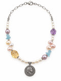 Freshwater Pearl & Coin Charm Necklace