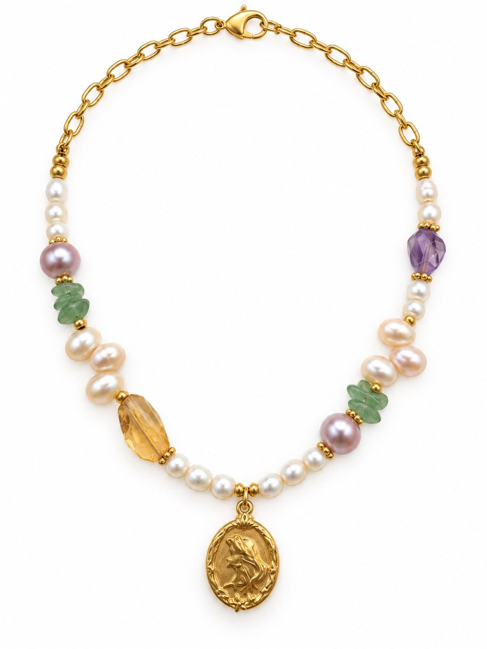Freshwater Pearl & Mermaid Charm Necklace