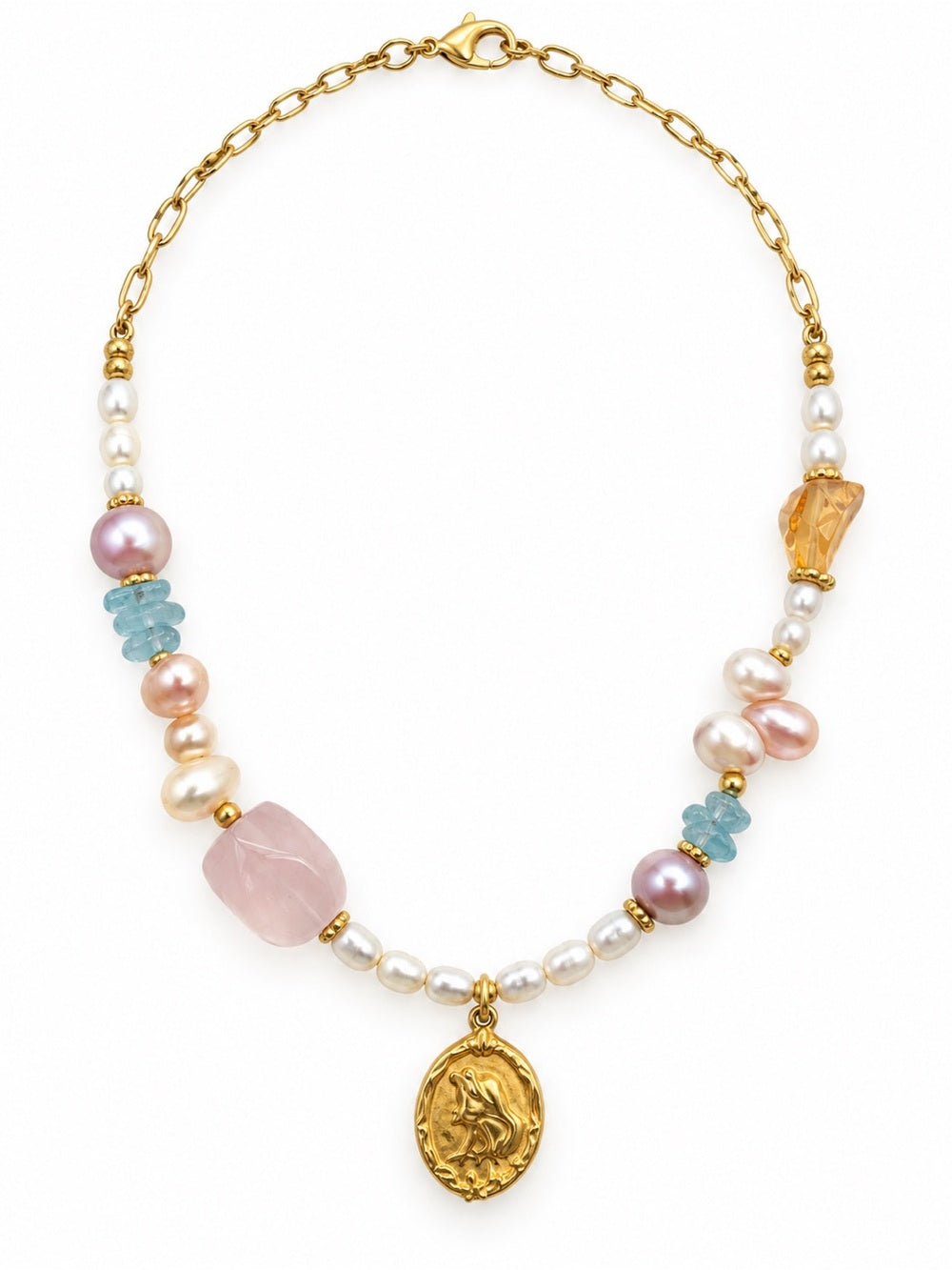 Freshwater Pearl & Mermaid Charm Necklace