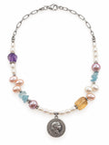 Freshwater Pearl & Coin Charm Necklace