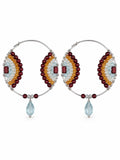 AMHP40 Garnet, Blue Topaz, and Carnelian Hoops