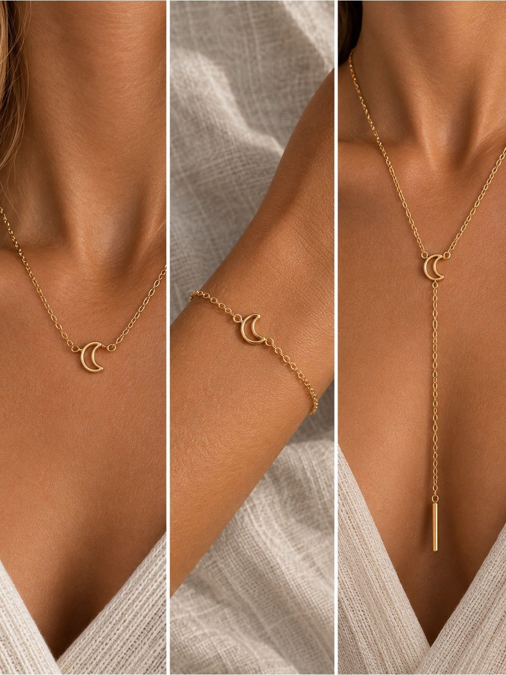 Mini Crescent Moon Charm Link - Custom Made to Order