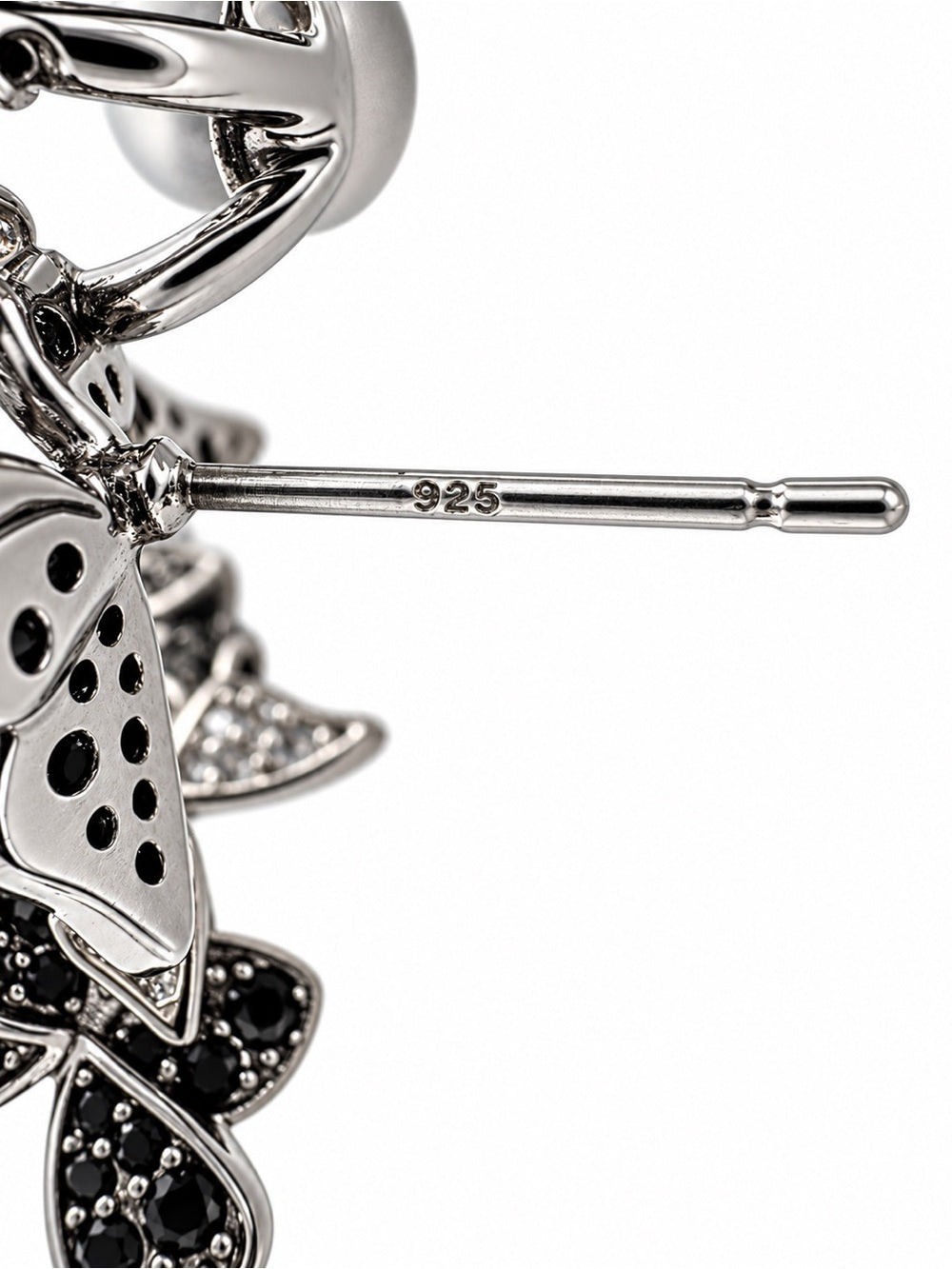 Midnight Butterfly Pearl Chain Earrings (#E132)