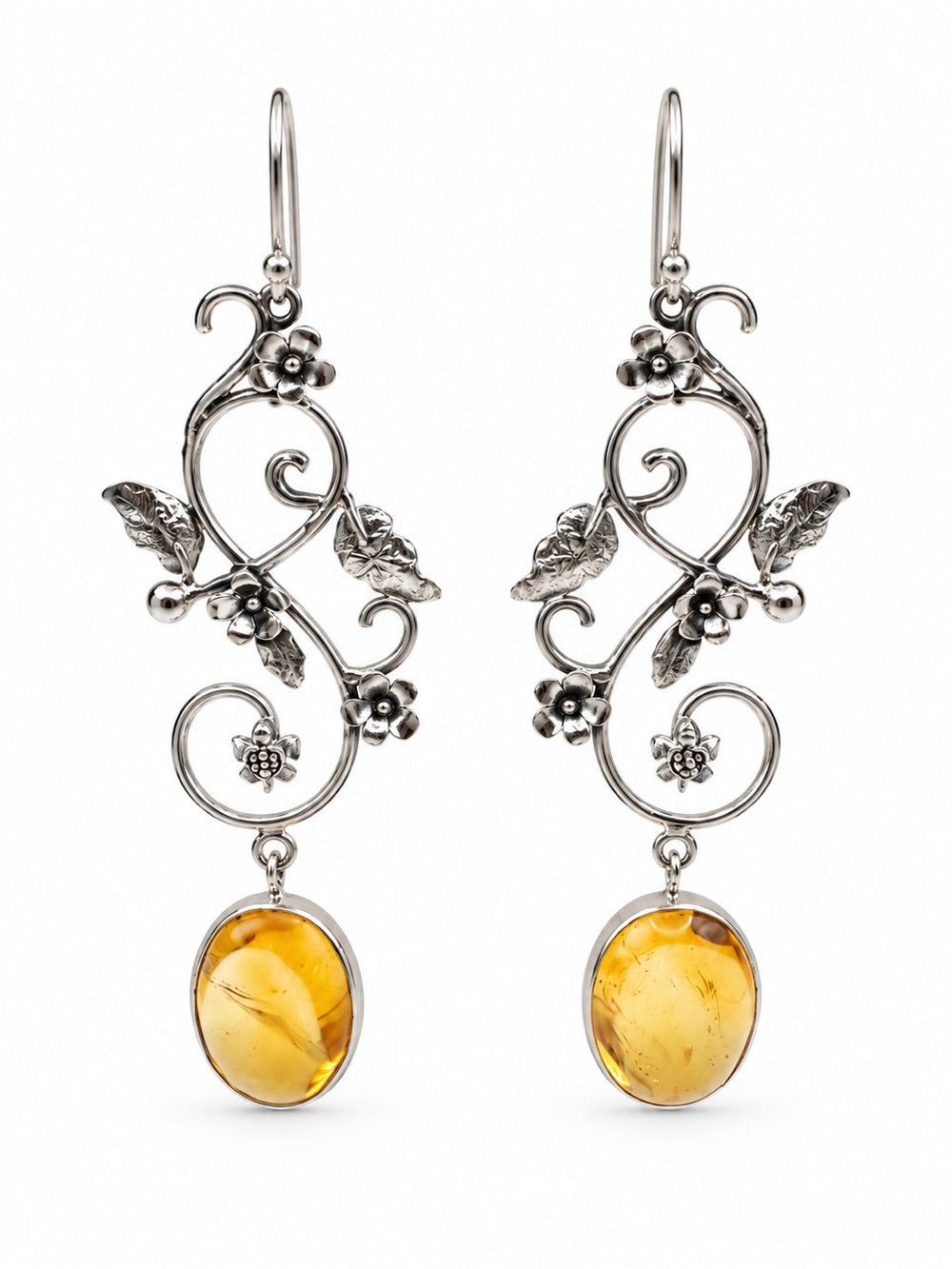S925 Citrine Vine and Turtle Earrings