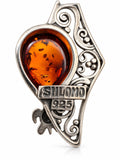 S925 Amber Raindrop Turtle Earrings