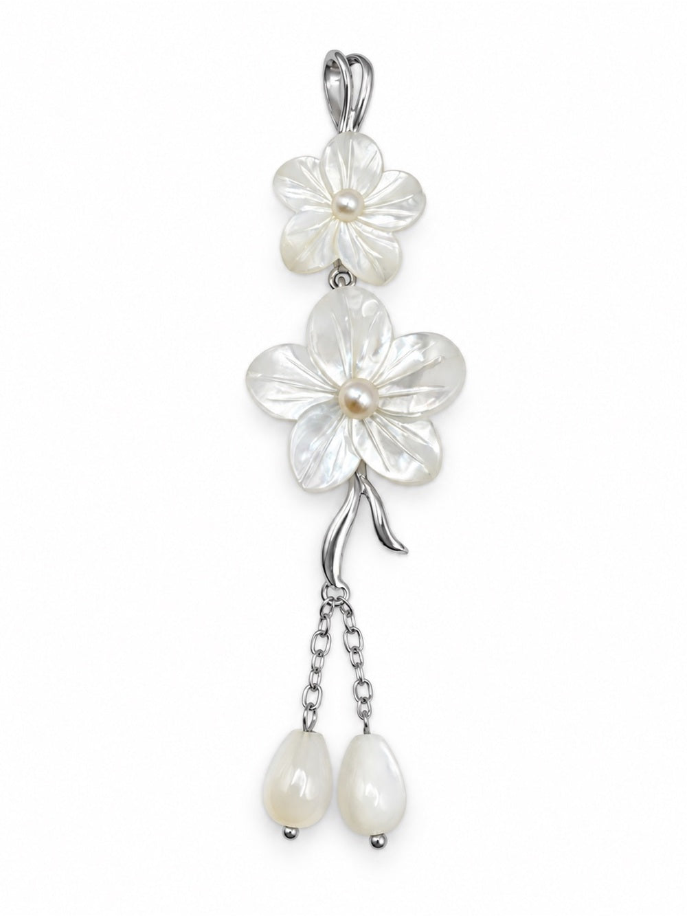 S925 Mother of Pearl and Freshwater Pearl Flower Pendant