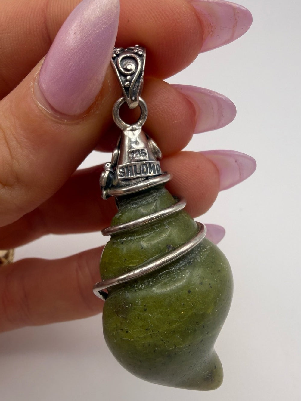 S925 Jade Shell and Turtle Pendant