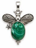 S925 Chrysocolla Moth and Turtle Pendant