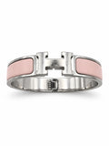 Hermès Clic H PM Bracelet Pink Enamel Silver-Tone