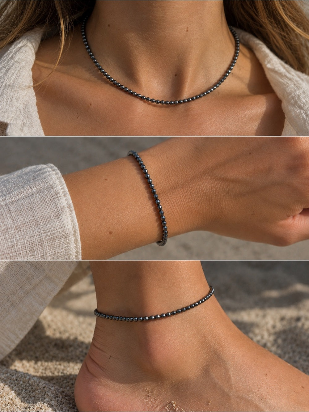 Gunmetal Hematite Necklace/ Bracelet / Anklet | Made to Order