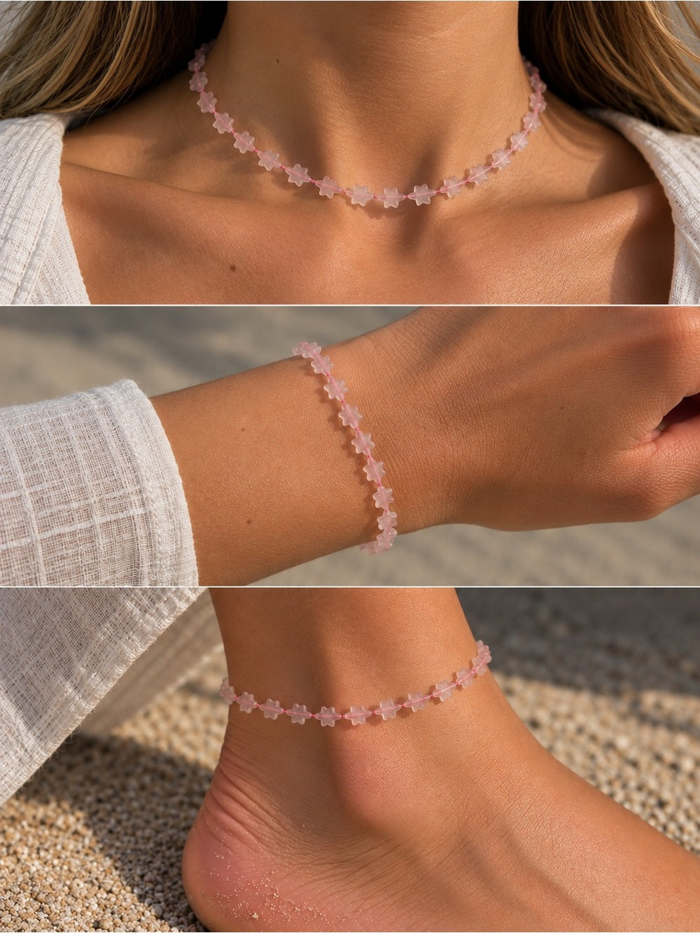 Rose Quartz Star Necklace / Bracelet / Anklet | Made to Order