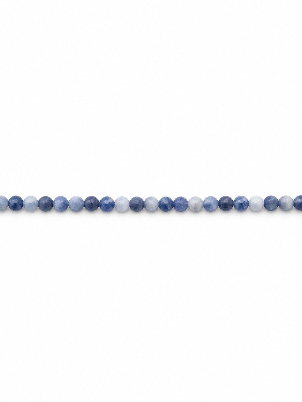 Sodalite micro faceted beads on white background
